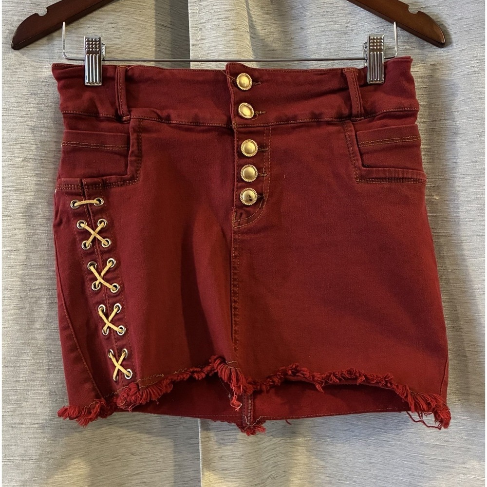 Vintage Cokette Micro Mini Skirt Burgundy Red Size 9 Festival